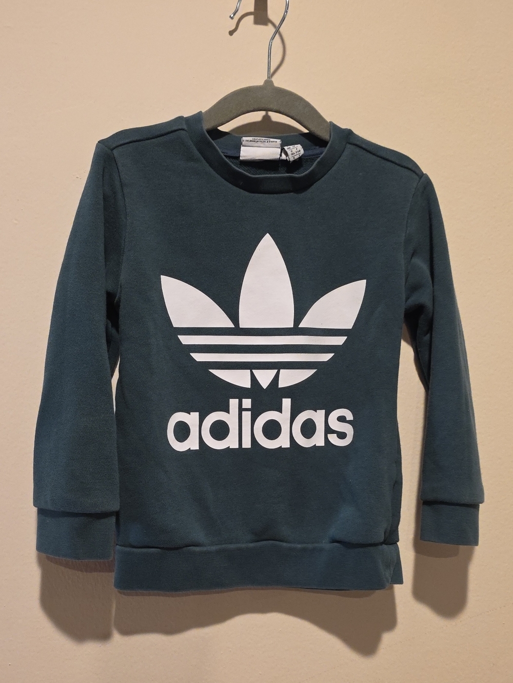 adidas Kids Trefoil Crew Sweatshirt in Teal and White